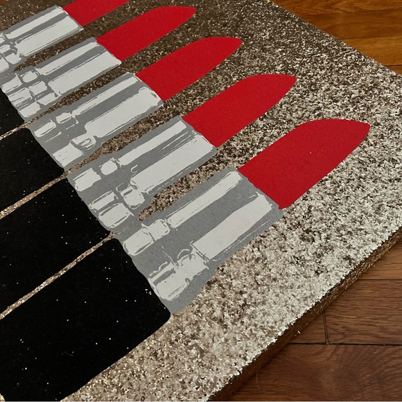 Colleen Karis Designs - Gold Glitter Red Lipstick artwork, canvas, BRAND NEW!!! - Picture 4 of 12